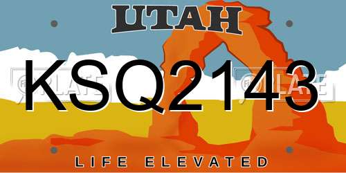KSQ2143 Utah License Plate