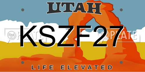 KSZF27 Utah License Plate