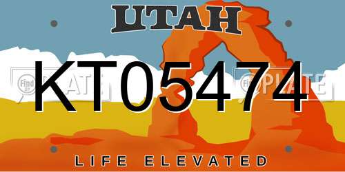 KT05474 Utah License Plate