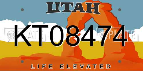 KT08474 Utah License Plate