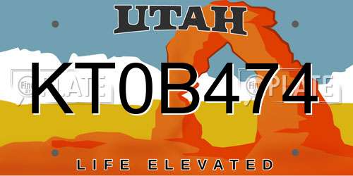 KT0B474 Utah License Plate