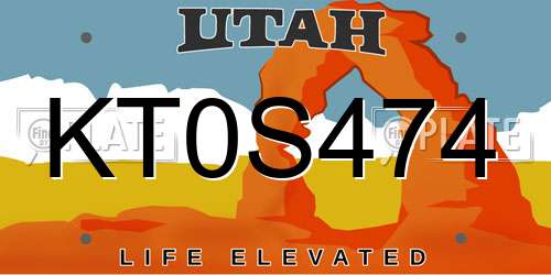 KT0S474 Utah License Plate