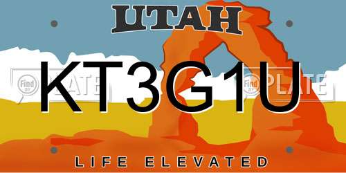 KT3G1U Utah License Plate
