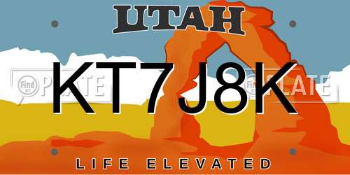 KT7J8K Utah License Plate