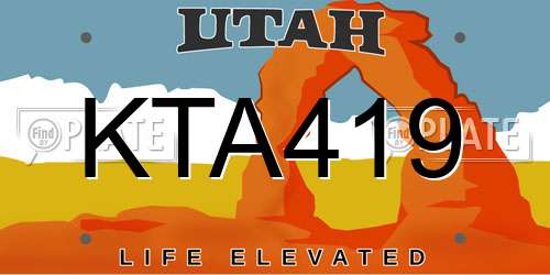 KTA419 Utah License Plate