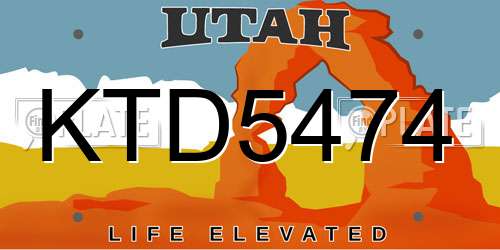 KTD5474 Utah License Plate