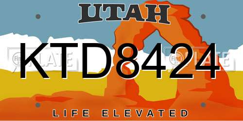 KTD8424 Utah License Plate