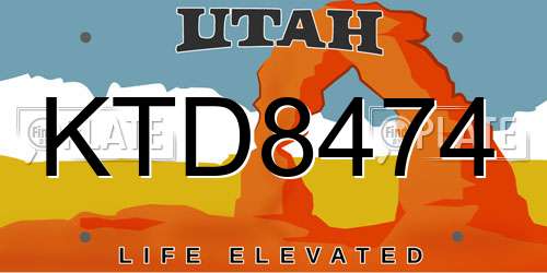 KTD8474 Utah License Plate