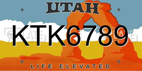 KTK6789 Utah License Plate