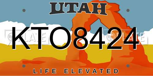 KTO8424 Utah License Plate