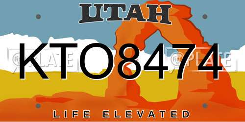 KTO8474 Utah License Plate