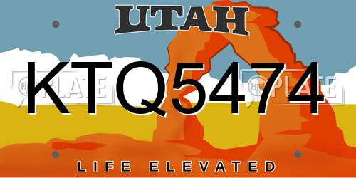 KTQ5474 Utah License Plate