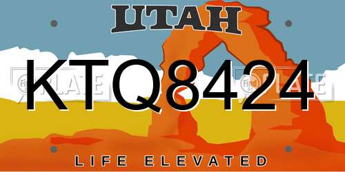 KTQ8424 Utah License Plate