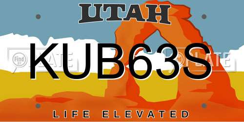 KUB63S Utah License Plate