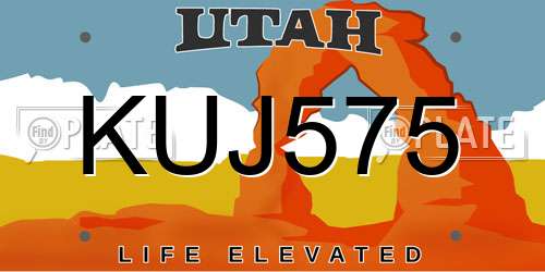 KUJ575 Utah License Plate