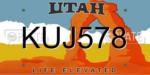 KUJ578 Utah License Plate