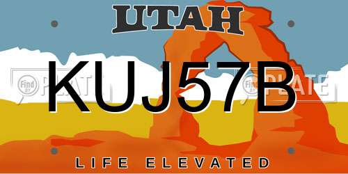 KUJ57B Utah License Plate