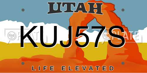 KUJ57S Utah License Plate