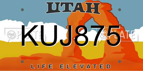 KUJ875 Utah License Plate