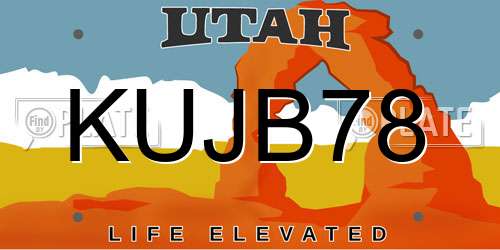 KUJB78 Utah License Plate