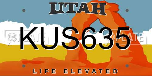KUS635 Utah License Plate