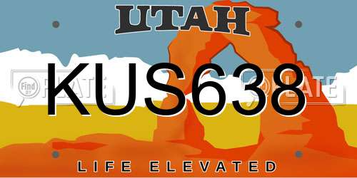 KUS638 Utah License Plate