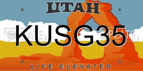 KUSG35 Utah License Plate