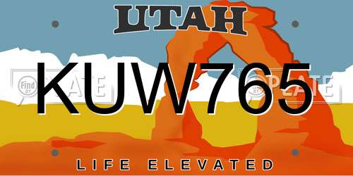 KUW765 Utah License Plate