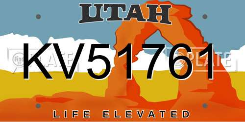 KV51761 Utah License Plate