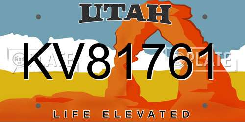 KV81761 Utah License Plate