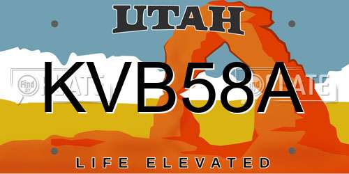 KVB58A Utah License Plate