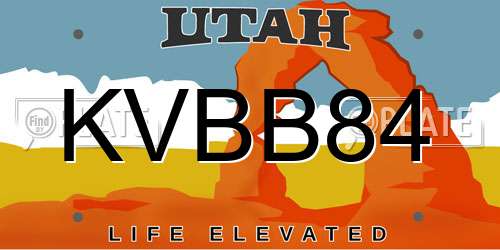 KVBB84 Utah License Plate