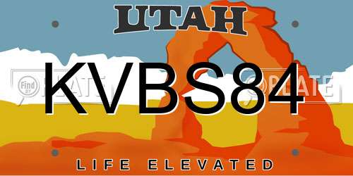 KVBS84 Utah License Plate