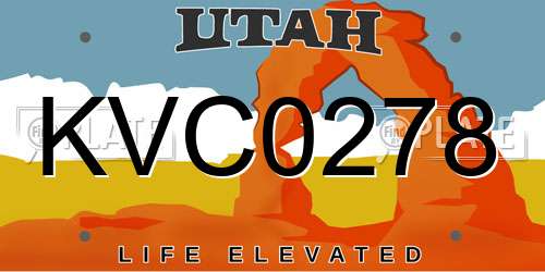 KVC0278 Utah License Plate