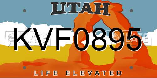 KVF0895 Utah License Plate