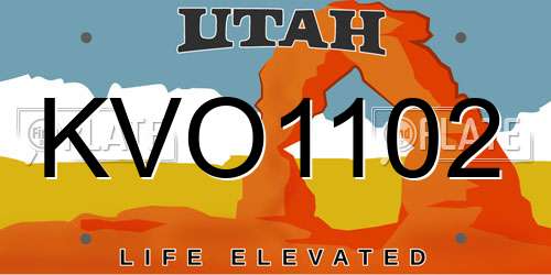 KVO1102 Utah License Plate