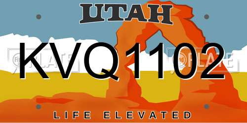 KVQ1102 Utah License Plate