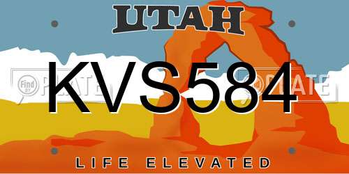 KVS584 Utah License Plate
