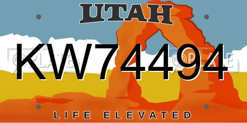 KW74494 Utah License Plate