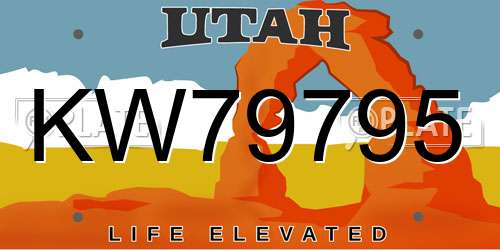 KW79795 Utah License Plate