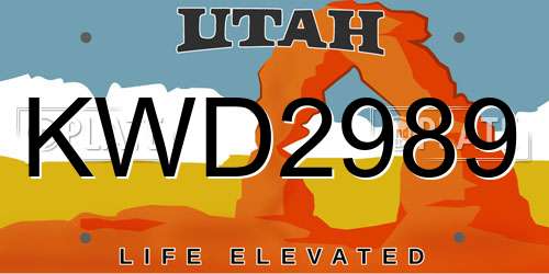 KWD2989 Utah License Plate