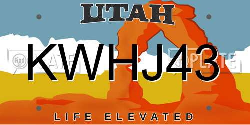 KWHJ43 Utah License Plate
