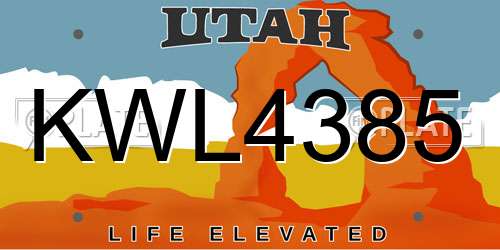 KWL4385 Utah License Plate