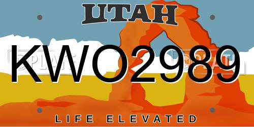 KWO2989 Utah License Plate