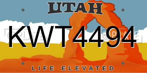 KWT4494 Utah License Plate