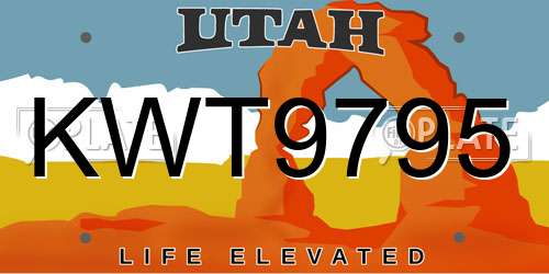 KWT9795 Utah License Plate
