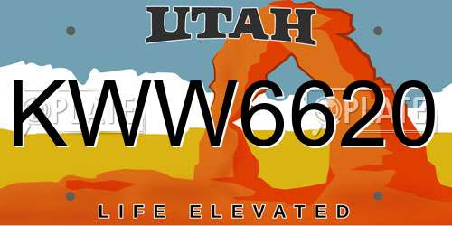 KWW6620 Utah License Plate