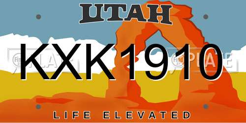 KXK1910 Utah License Plate