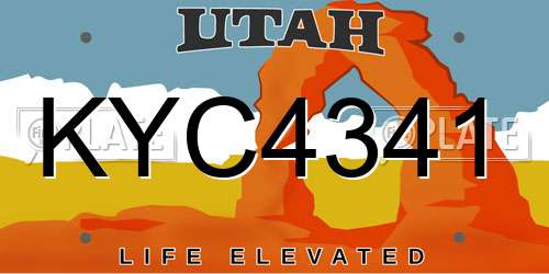 KYC4341 Utah License Plate