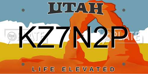 KZ7N2P Utah License Plate